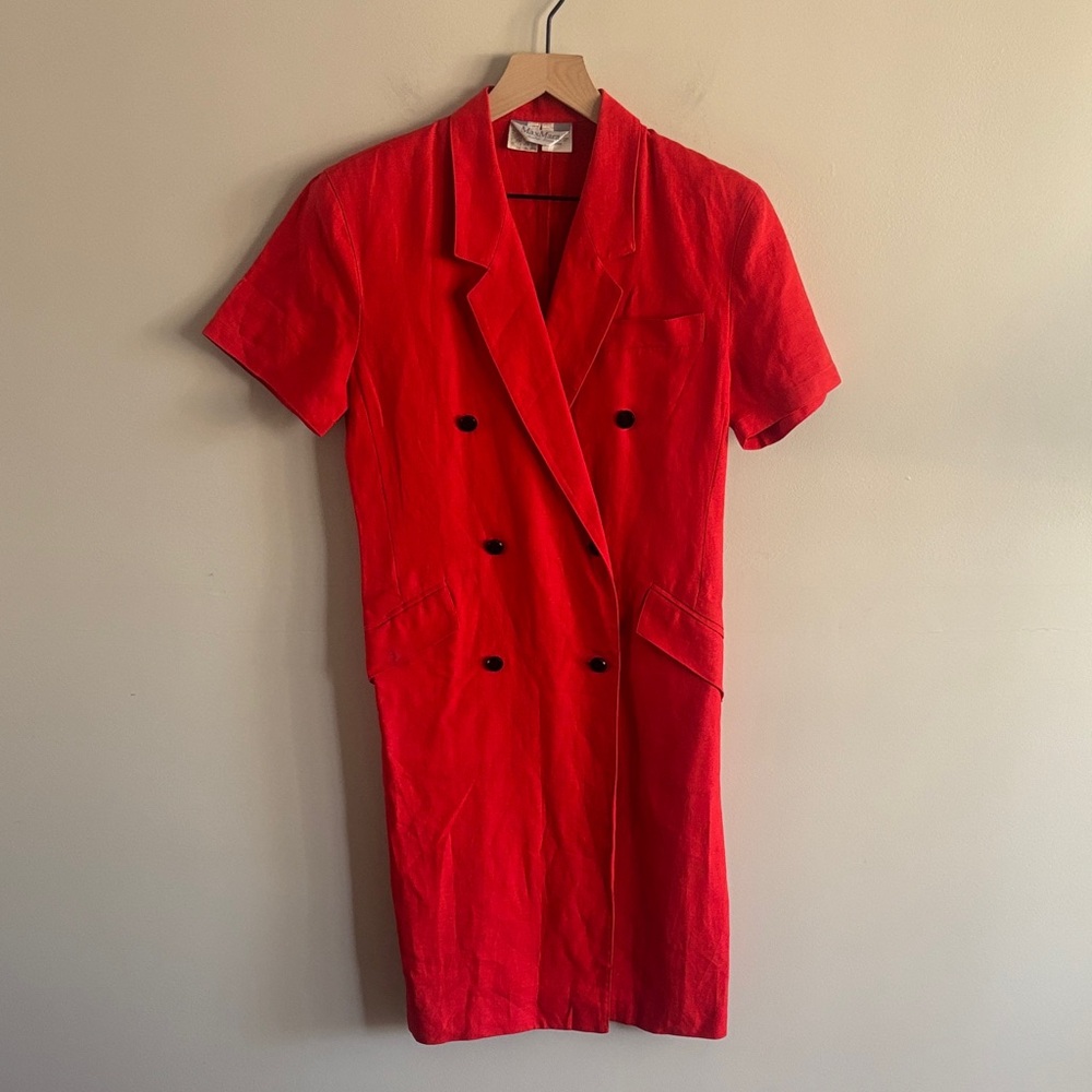 MaxMara• ‘Pura Lino’Vibrant Red Dress—made in Italy